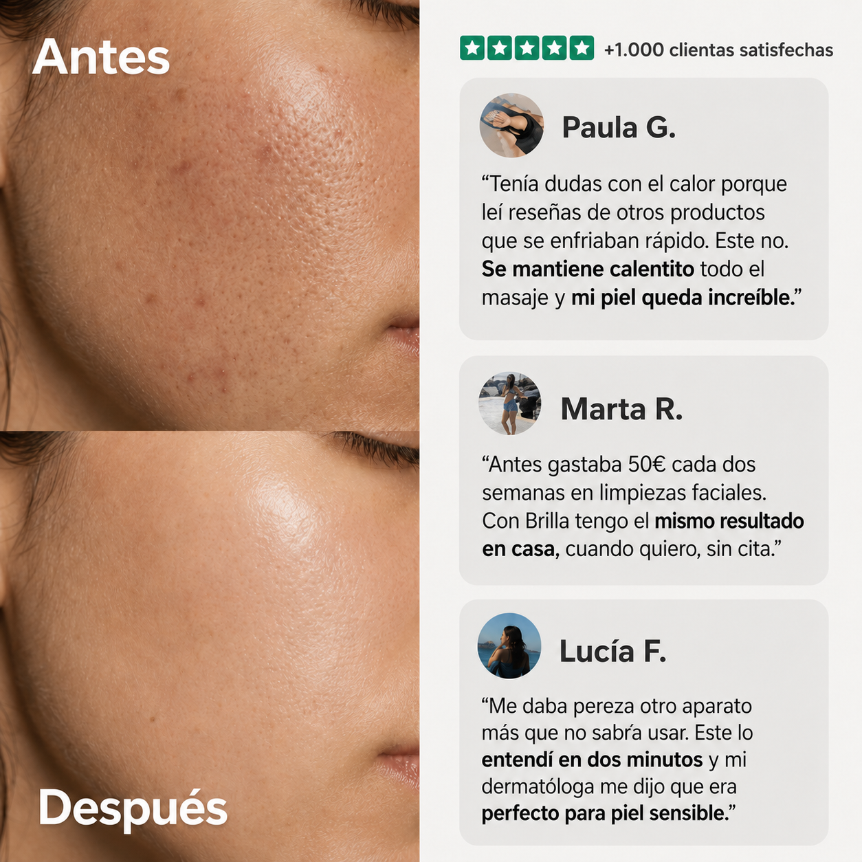 Cepillo Limpiador Facial con Calor Brilla™